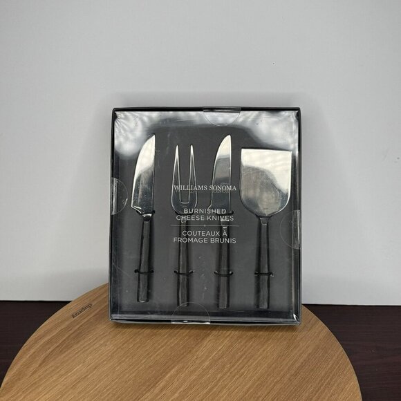 William Sonoma Burnished Cheese Knives Set Spreader Fork Narrow & Wide Blade NEW - Picture 4 of 4